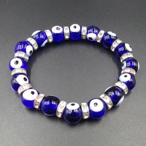 Vintage Blue & White Eyeball Glass Beads Bracelet